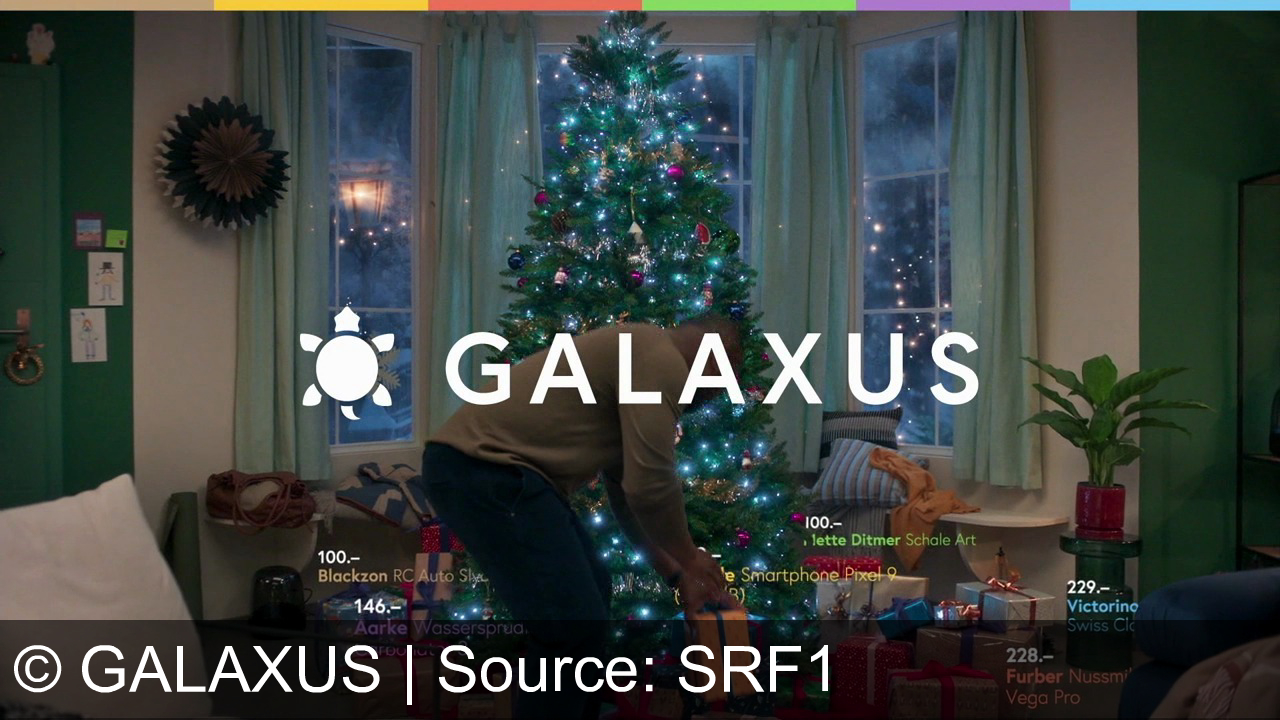 TV Werbung galaxus - Ein humorvoller Werbespot von Galaxus.ch thematisiert den Preisdruck zu Weihnachten und das Verschenken von Artikeln für 24,90 CHF, trotz des Wunsches, Weihnachten ohne Geschenke zu feiern.