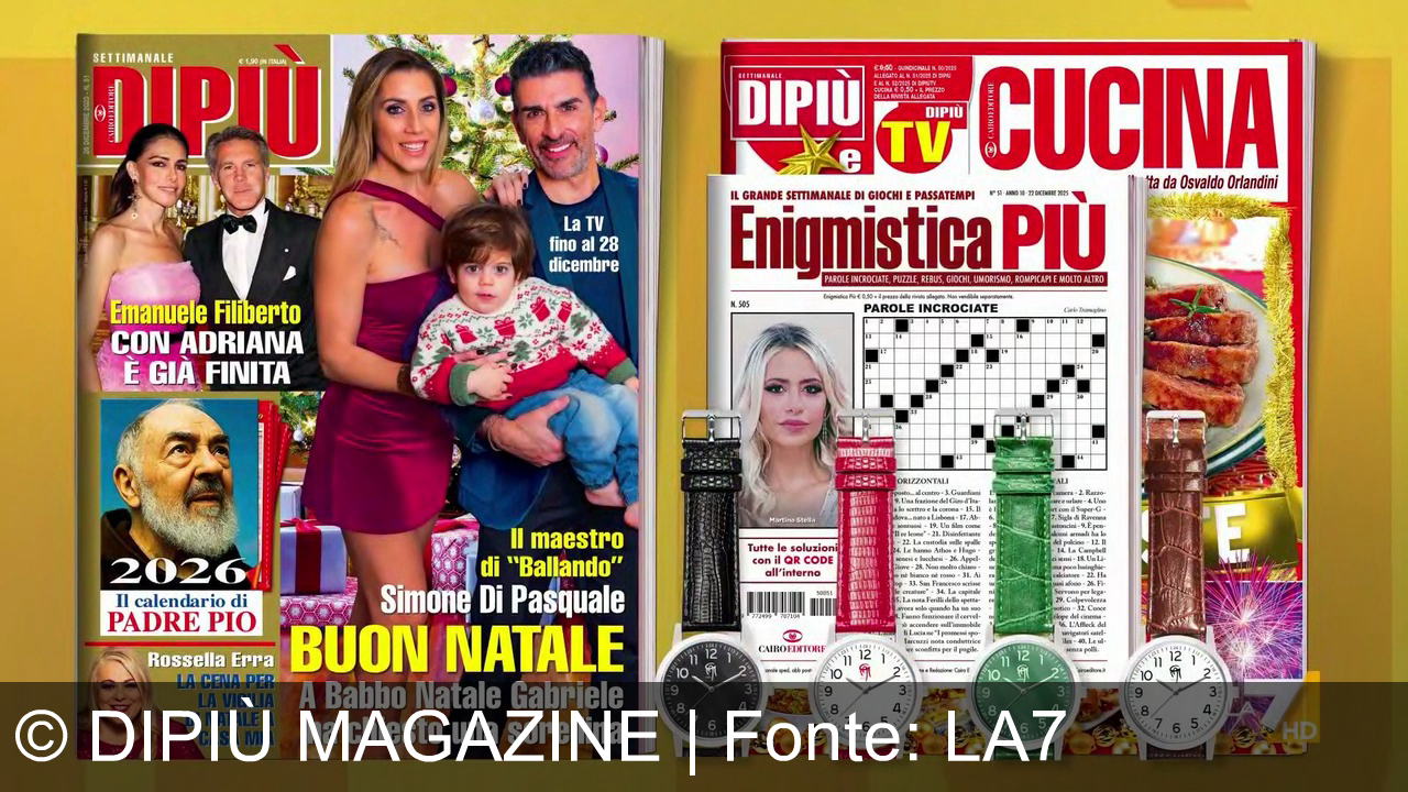 TV Werbung dipiù magazine - Natale speciale con Dipiù: orologio Gai Mattiolo, cucina delle feste, calendario Padre Pio, Diletta Leotta, Emanuele Filiberto e Rossella Erra. Vivi momenti indimenticabili!