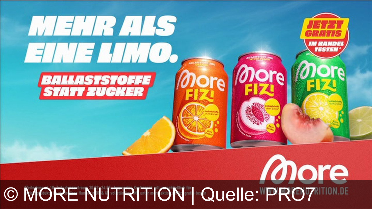TV Werbung more nutrition - More Fizzy: Ballaststoffe statt Zucker. Lecker prickelnde Erfrischung. Jetzt gratis im Handel testen.