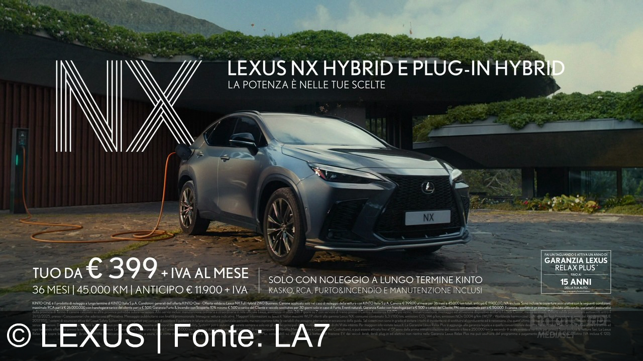 TV Werbung lexus - Scopri il piacere del viaggio con Lexus NX Hybrid e Plug-in Hybrid. Lusso, tecnologia e potenza nelle tue scelte. Con KINTO da 399€/mese. Experience Amazing.