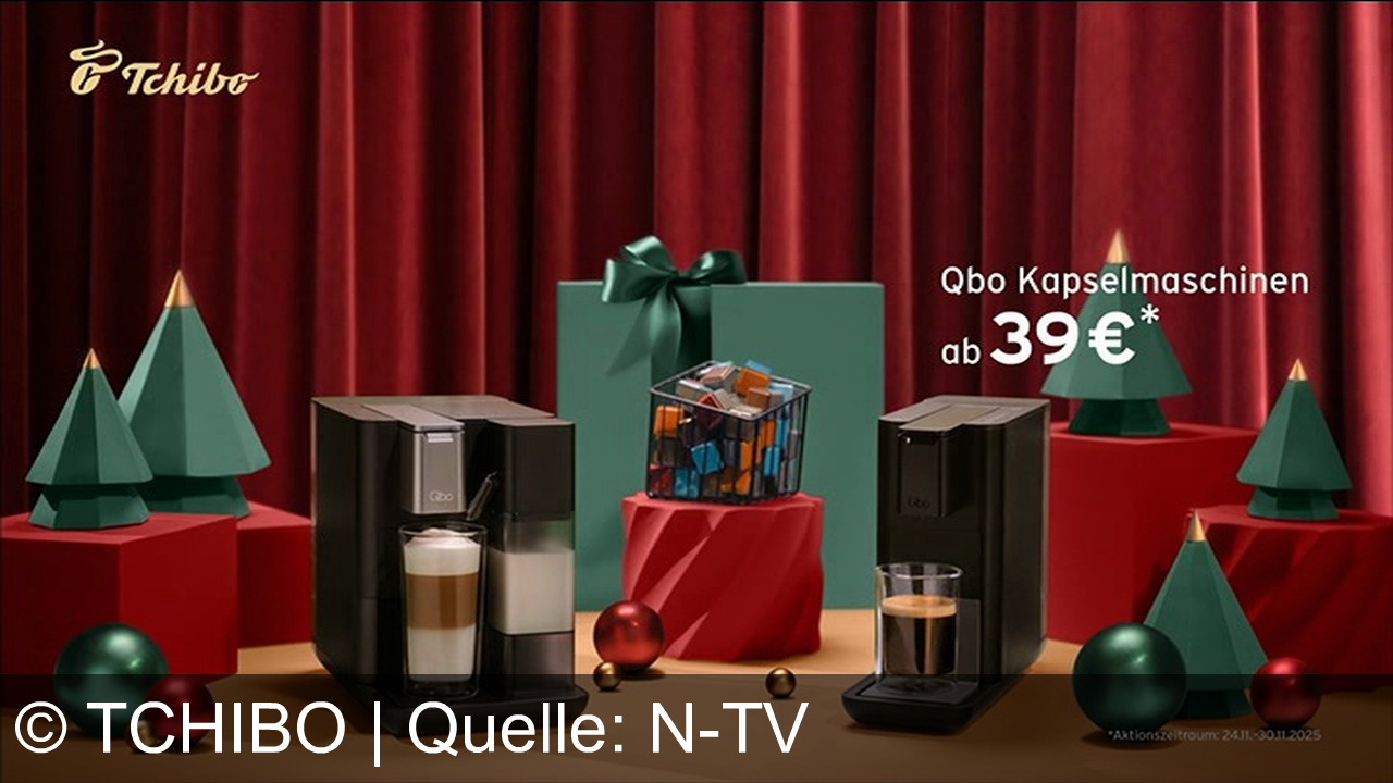 TV Werbung tchibo - Weihnachten ist Freude für alle: Entdecke tierische Geschenke, doppelte Genussmomente, Qbo Kapselmaschinen ab 39€* und köstlichen Kaffee – nur bei Tchibo!
