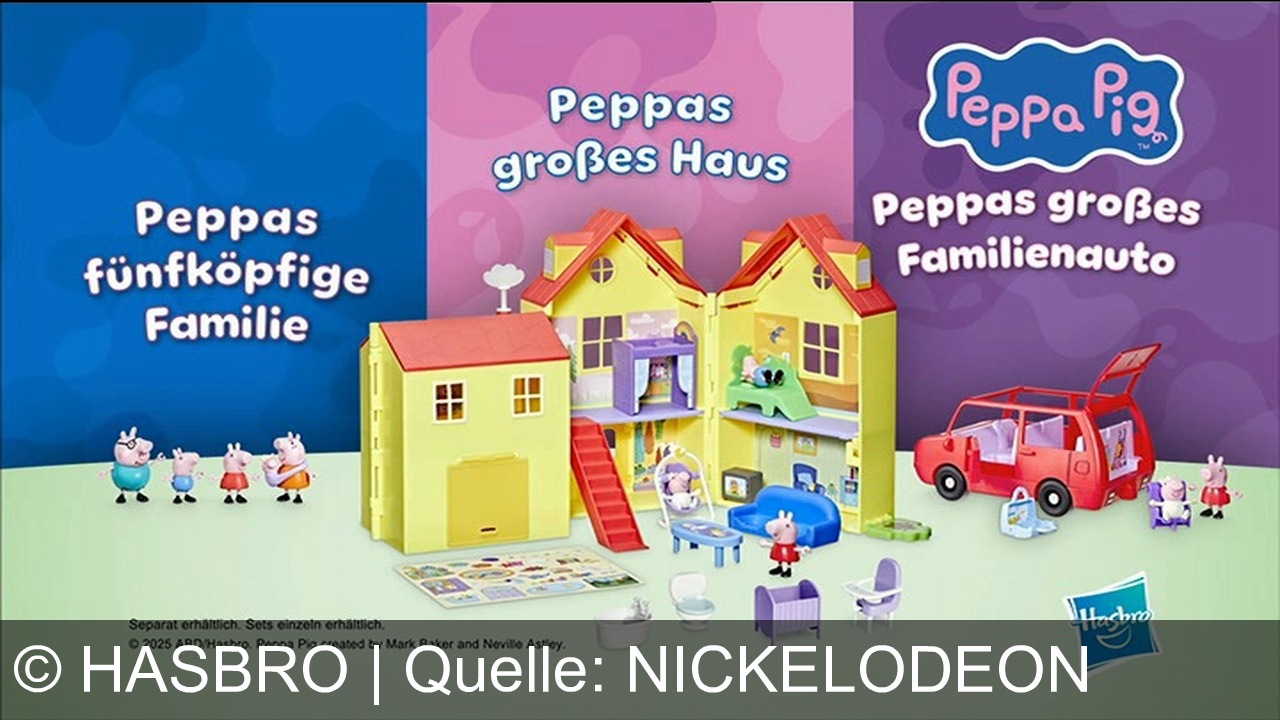 TV Werbung hasbro - Peppa Pig, Schorsch, Baby Evi und das große Haus – entdecke grenzenlosen Spielspaß mit Hasbro Peppa Pig Spielzeugen und dem Familienauto! Nur von Hasbro.
