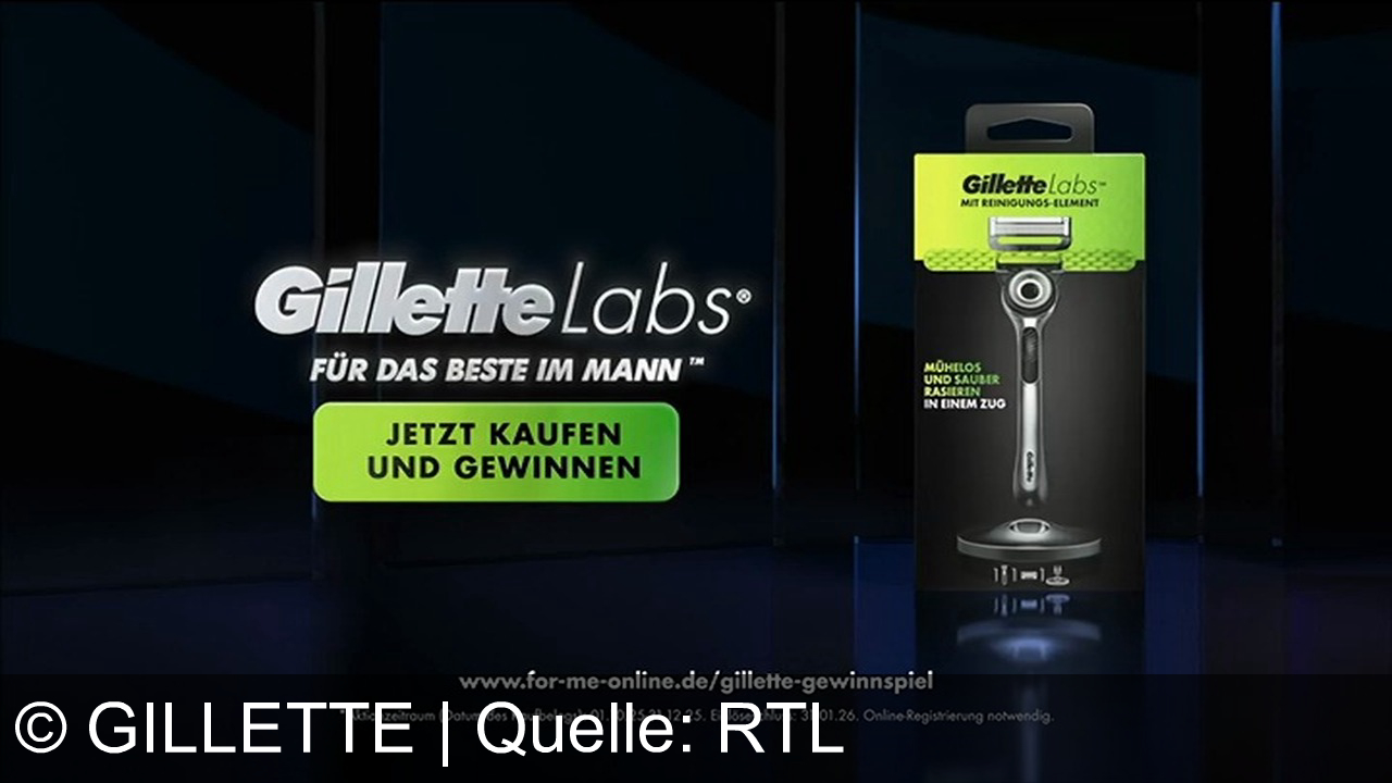 TV Werbung gillette - Gillette Labs – Testsieger bei Stiftung Warentest, bis zu 30 sanfte Rasuren pro Klinge. Jetzt kaufen & Chance auf 10.000 € Gewinn sichern. Für das Beste im Mann™.