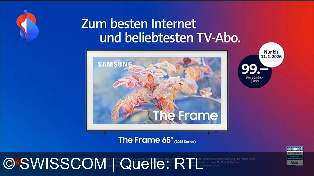 TV Werbung swisscom - Zukunft erleben mit blue Internet & TV M von Swisscom – jetzt Samsung The Frame 65" für nur 99.– sichern! Bleib vernetzt, entdecke Neues – mit Testsieger-Qualität und WOW-Entertainment.