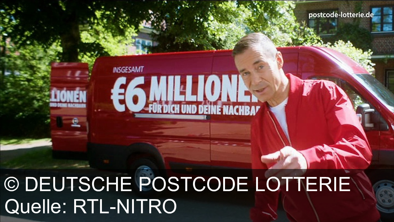 TV Werbung deutsche postcode lotterie - Die Deutsche Postcode-Lotterie bietet täglich garantierte Gewinne. Bei der nächsten Ziehung warten 6 Millionen Euro auf eine ganze Nachbarschaft. Anmelden unter 0800 7777 777 oder postcodelotterie.de.