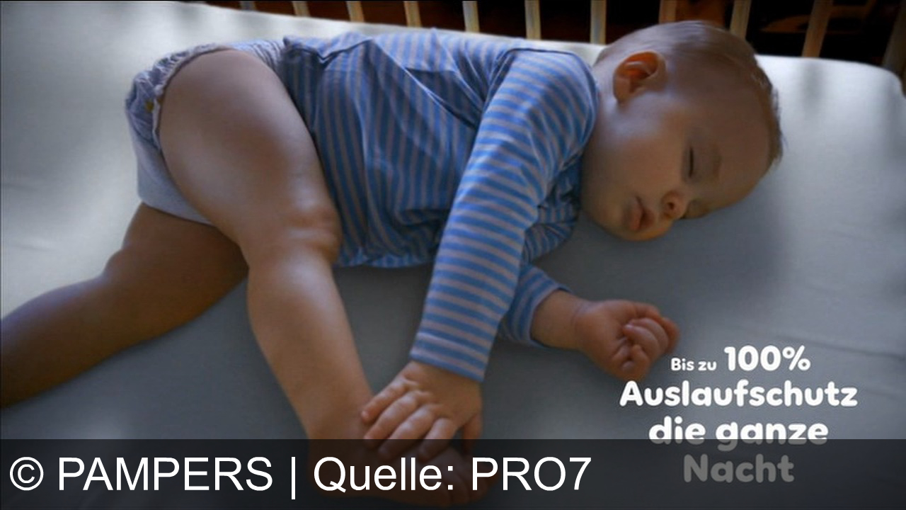 TV Werbung pampers - Pampers Baby Dry: Bis zu 100% Auslaufschutz und extra weicher Comfort Touch für ruhige Nächte. Dein Baby schläft trocken und bequem, die ganze Nacht. Pampers – für glückliche Babys.