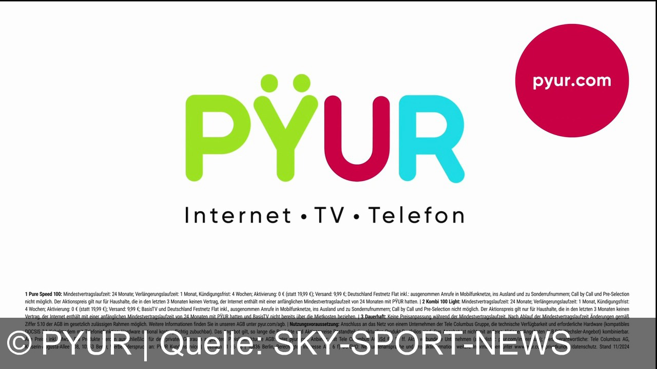 TV Werbung pyur - PYUR bietet Internet mit bis zu 100 Mbit/s für 17,99 Euro monatlich und Kabelfernsehen für 2 Euro mehr. Angebot gilt für Neukunden mit 24 Monaten Laufzeit. Infos unter pyur.com.