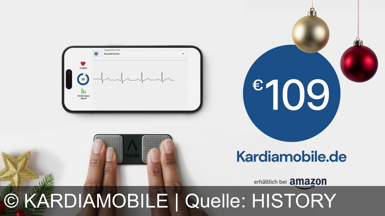 TV Werbung kardiamobile - KardiaMobile in medizinischer Qualität bietet ein mobiles EKG, das in 30 Sekunden Unregelmäßigkeiten im Herzrhythmus erkennt und das Schlaganfallrisiko senken kann. Erhältlich auf kardiamobile.de und Amazon.