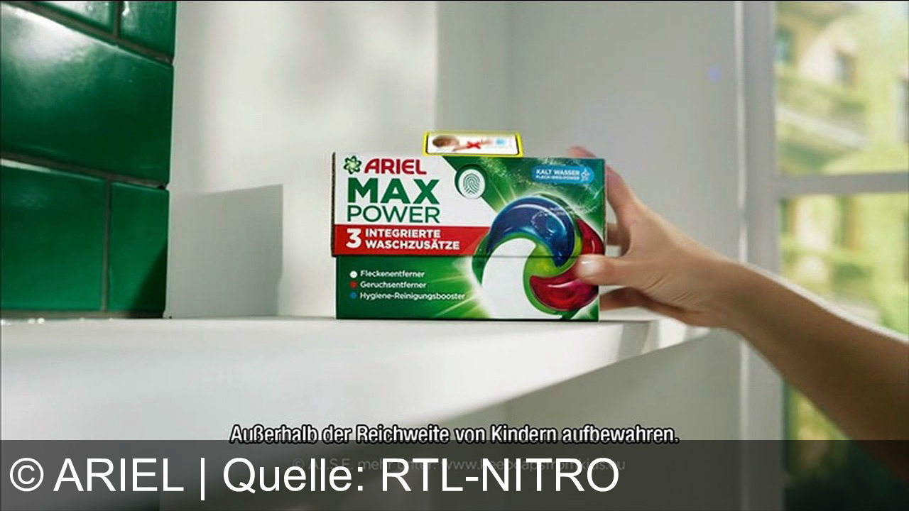 TV Werbung ariel - Ariel Max Power: Ein Pod, drei Waschzusätze für Flecken, Gerüche und Hygiene. In der Kraft liegt die Ruhe.