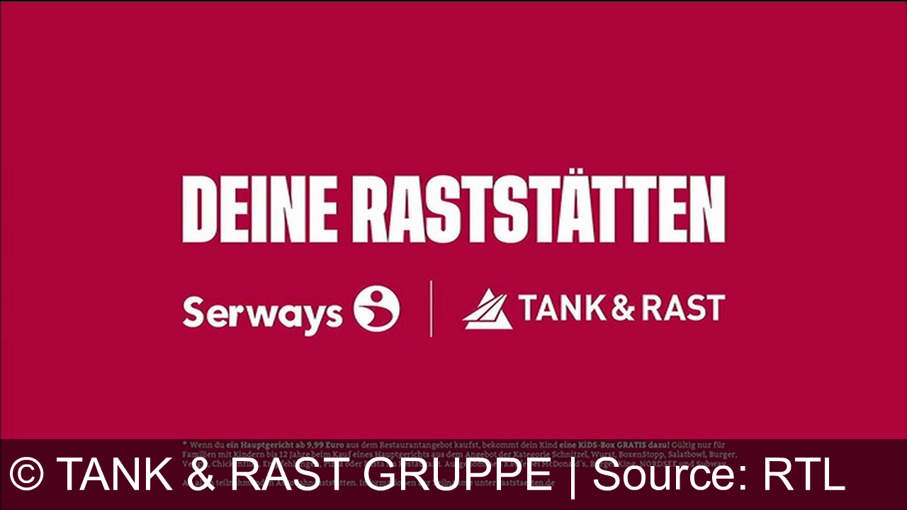 TV Werbung tank & rast gruppe - Raststätten-Stop mit Serways: Entspannt pausieren, lecker essen und Kids-Box gratis ab 9,99 € Hauptgericht. Perfekt für Familien! TANK & RAST – Jede Pause ein Erlebnis.