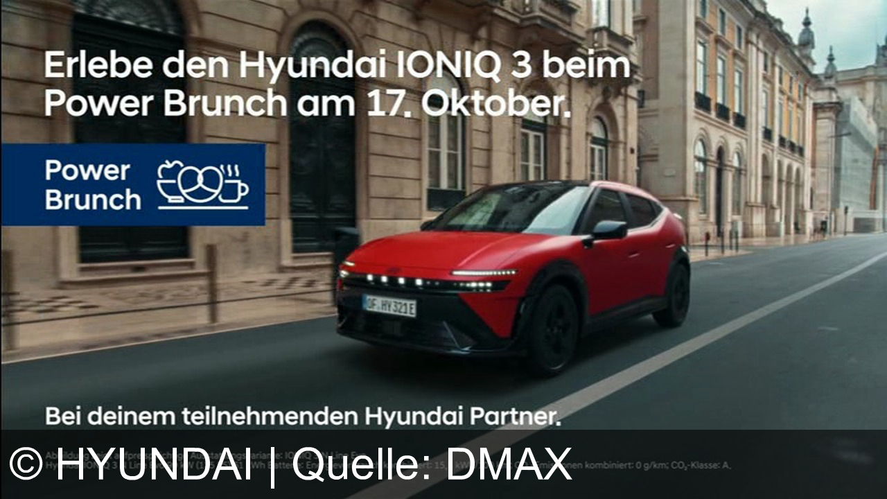 TV Werbung hyundai - Mehr als Freiheit: Entdecke den elektrischen Hyundai IONIQ 3 ab 209 € monatlich – beim Power Brunch am 17. Oktober bei deinem Hyundai Partner.