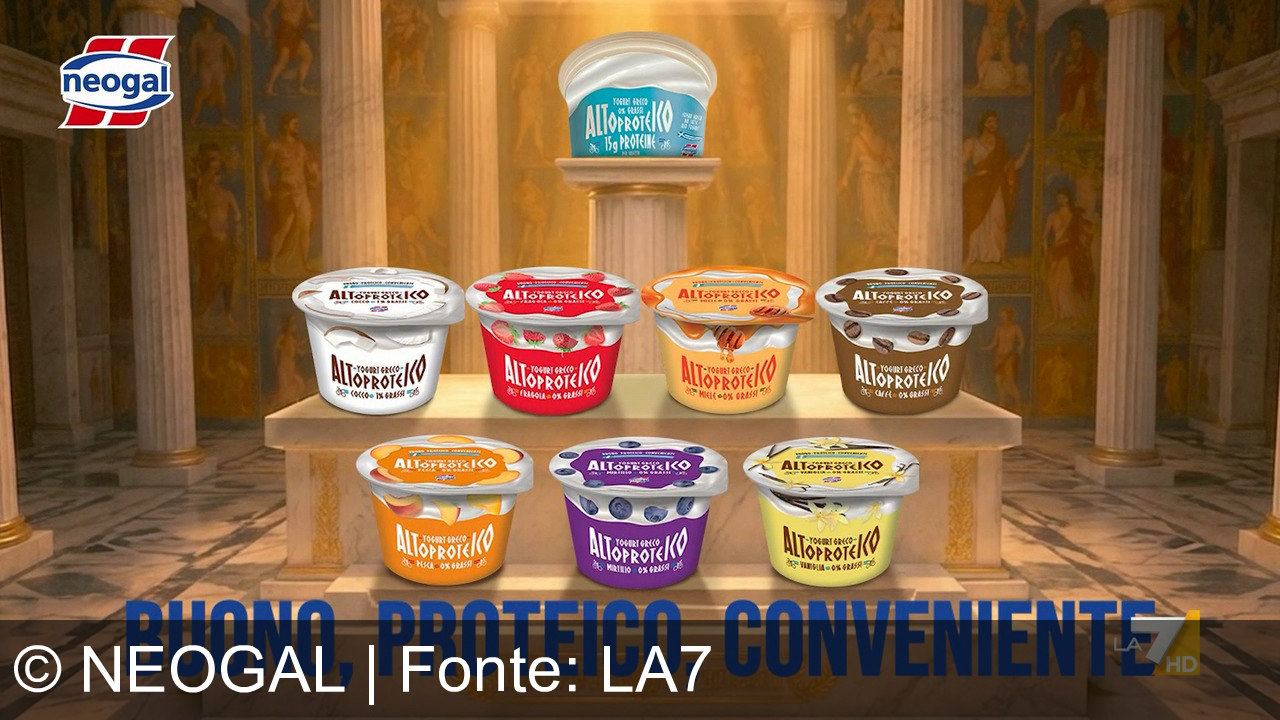 TV Werbung neogal - Neogal Yogurt Greeko: 100% greco, altoproteico e naturale. Buono, proteico, conveniente, come Zeus comanda!