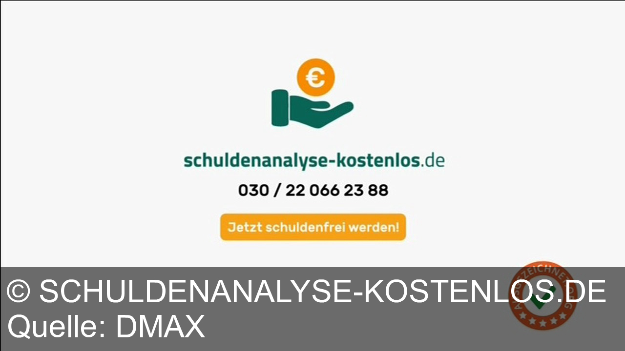 TV Werbung schuldenanalyse-kostenlos.de - Sehen Sie nur noch Kosten, Mahnungen und Schulden? Machen Sie jetzt den Neuanfang. Mit schuldenanalyse-kostenlos.de werden Sie endlich Ihre Schulden los. Ganz unkompliziert. Einfach den Online-Fragebogen ausfüllen und unsere Experten informieren Sie oft noch am selben Tag über Ihre ganz individuellen Möglichkeiten. Kostenlos und unverbindlich. Machen Sie jetzt den ersten Schritt in ein schuldenfreies Leben auf schuldenanalyse-kostenlos.de.