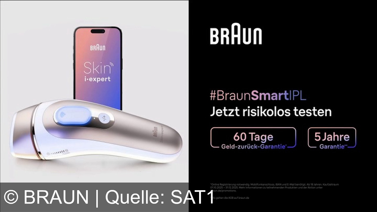 TV Werbung braun - Dauerhaft glatte Haut wie mit dem Laser – mit Braun Smart IPL. Genieße bis zu 2 Jahre haarfrei, 60 Tage risikolos testen und 5 Jahre Geld-zurück-Garantie! #BraunSmartIPL