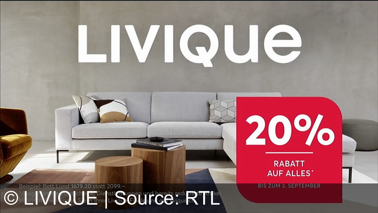 TV Werbung livique - Livique aus der Schweiz: Mach dein Zuhause einzigartig mit Livique! Entdecke moderne Möbel von Couch bis Bett und sichere dir 20% Rabatt auf alles – nur bis 3. September. Livique – gemacht für dich und dein Haus!