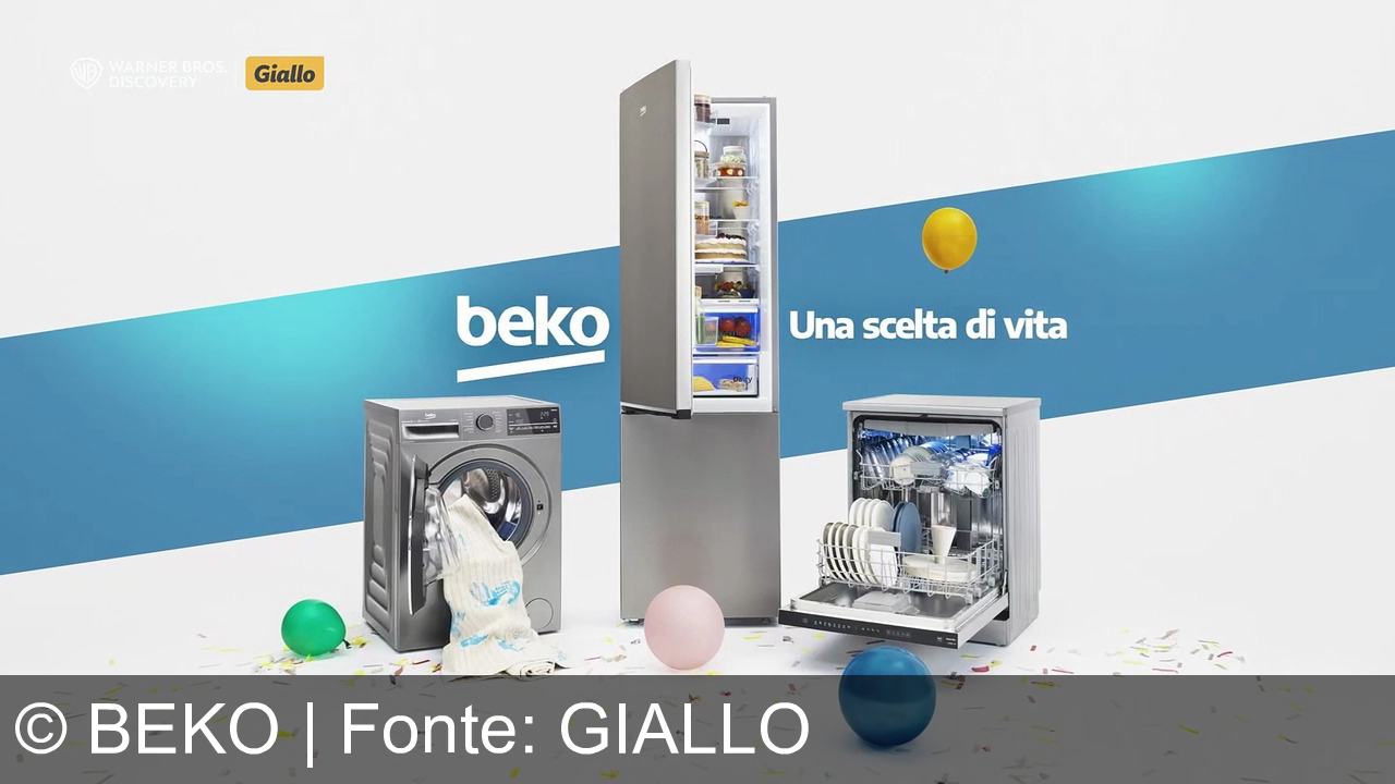 TV Werbung beko - Beko: una scelta di vita. Cucine moderne, bambini che giocano e una donna ammira il frigo. Giallo, test estremi, qualità per la famiglia.