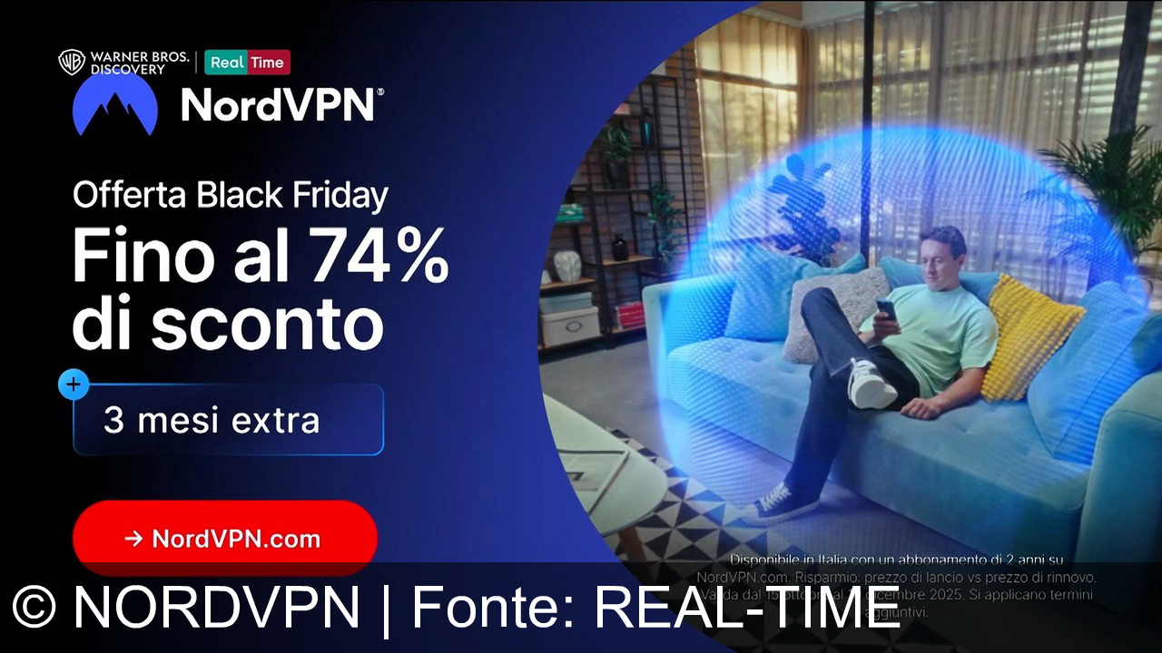 TV Werbung nordvpn - Proteggi la tua privacy con NordVPN! Naviga sicuro, risparmia fino al 74% e ottieni 3 mesi extra. Offerta Black Friday solo su NordVPN.com!