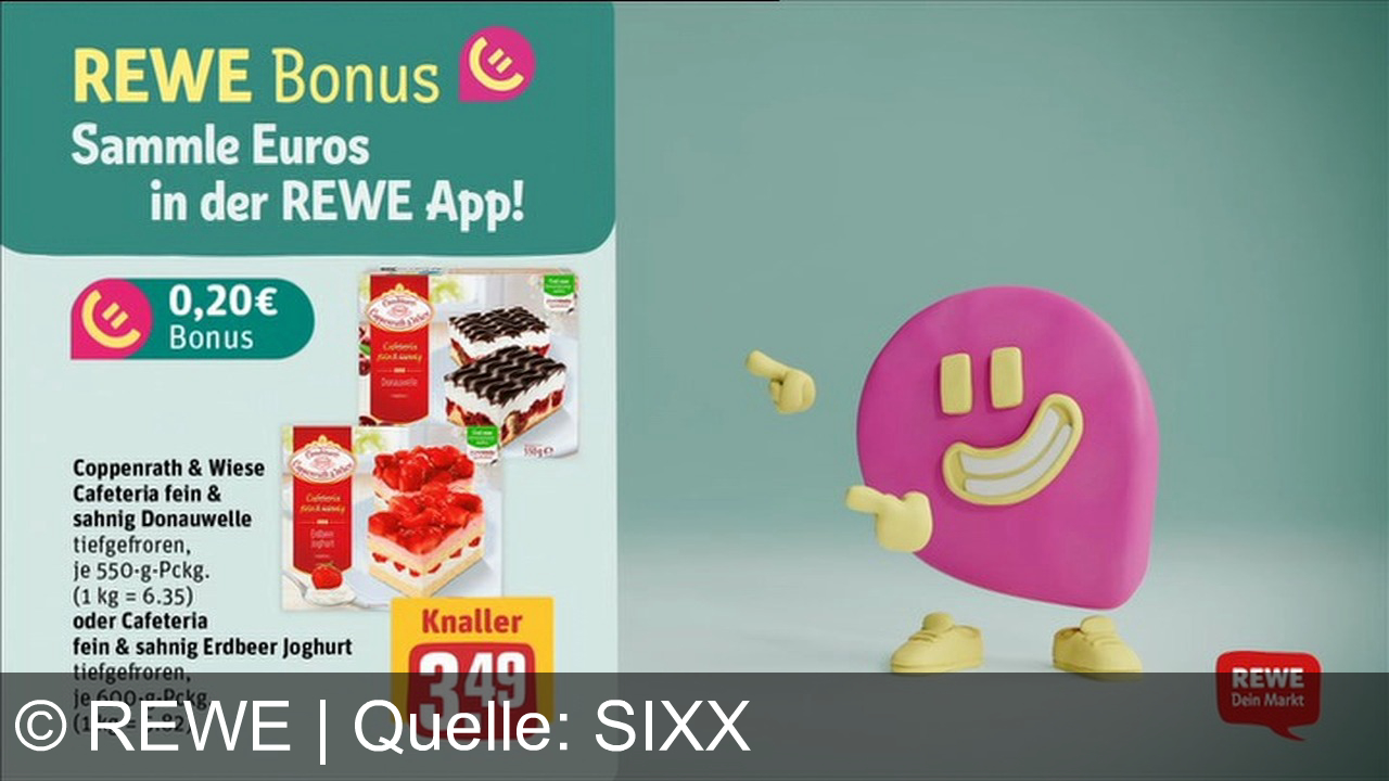 TV Werbung rewe - Frische Bio-Zucchini für nur 79 Cent! Sammle Euros in der REWE-App und sichere dir Coppenrath & Wiese Donauwelle oder Erdbeerjoghurt mit Bonusguthaben. REWE, dein Markt für Genuss und Sparen!