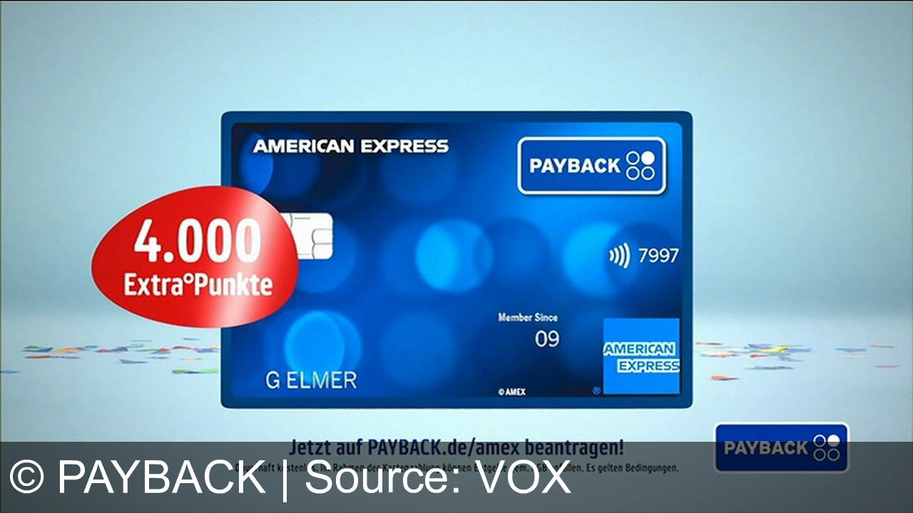 TV Werbung payback - Sammeln Sie doppelte Punkte mit der kostenlosen PAYBACK American Express Karte und sichern Sie sich 4.000 Extra-Punkte bei Netto und anderen Partnern! Jetzt beantragen auf PAYBACK.de/amex!