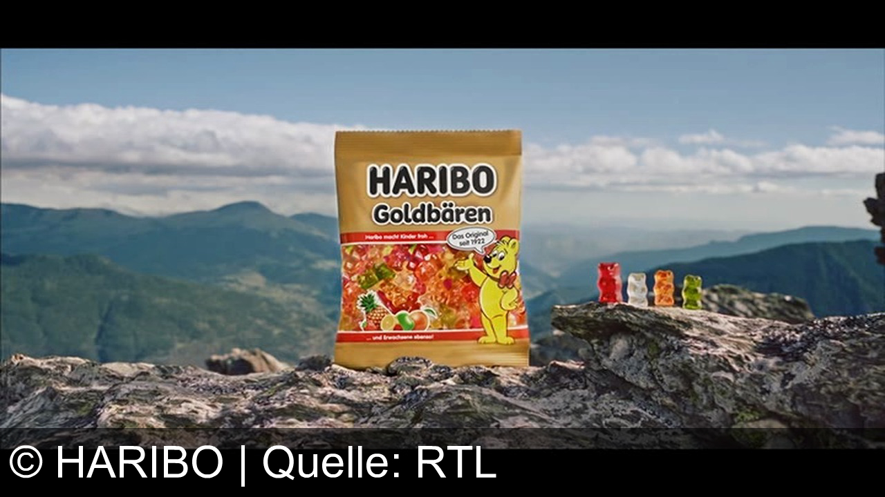 TV Werbung haribo - Der Spot erklärt spielerisch, warum Goldbären lächeln – sie schmecken gut, kennen das Geheimrezept und "wandern" gerne in den Mund. Motto: "HARIBO macht Kinder froh und Erwachsene ebenso.