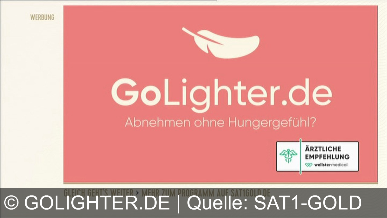 TV Werbung golighter.de - Mit GoLighter.de zum Wunschgewicht: Gesund abnehmen ohne Hungergefühl – einfach online Rezept anfragen und loslegen! Besuche golighter.de und entdecke die Leichtigkeit des Abnehmens.