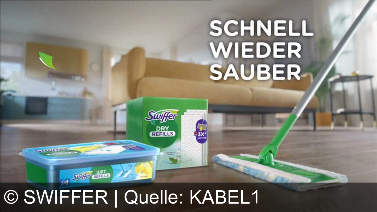 TV Werbung swiffer - Swiffer: Spielend leicht zu einem sauberen Zuhause. Mit trockenen und feuchten Bodentüchern Staub und Schmutz besiegen. Schnell wieder sauber!