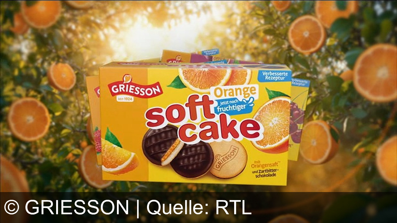 TV Werbung griesson - Fruchtig-sahnig und unverhofft weich: Griesson Soft Cake in vielen Sorten wie Orange, Erdbeere, Kirsche und Maracuja.