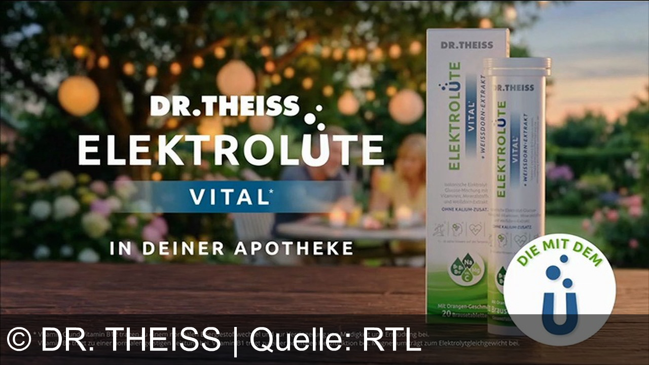 TV Werbung dr. theiss - Dr. Theiss Elektrolyte Vital – Für geistige und körperliche Leistung an heißen Tagen. Mit Vitaminen und Mineralstoffen.