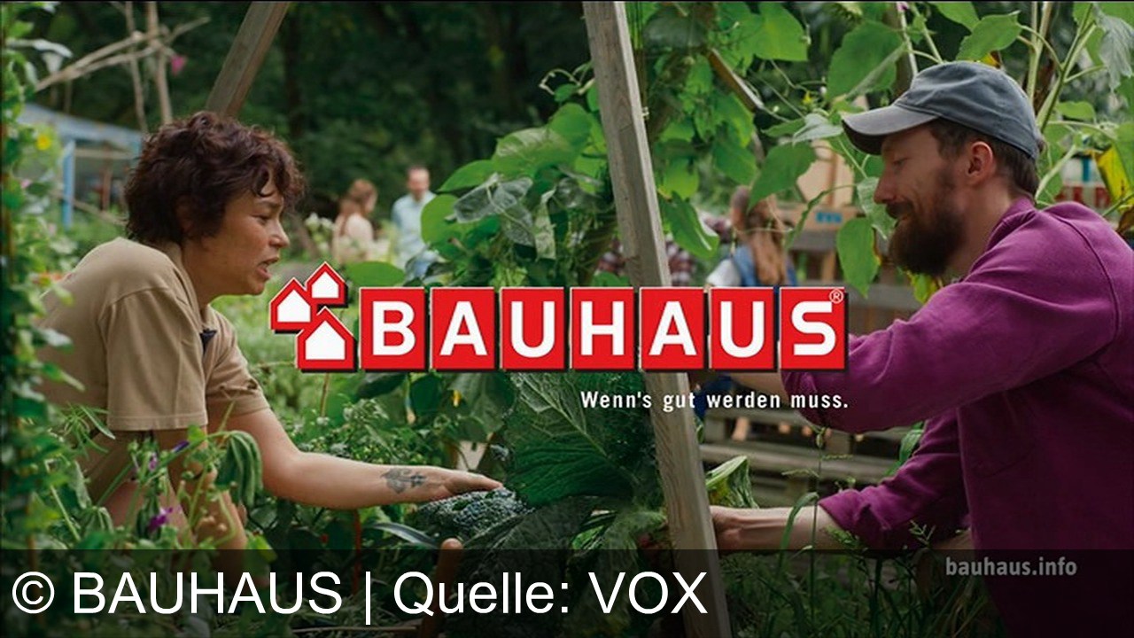 TV Werbung bauhaus - Bauhaus-Werbespot betont Selbstversorgung und Eigenarbeit im Garten: Eigenes Setzen, Pflegen und Ernten von Salat. Motto: "Wenn's gut werden muss." bauhaus.info