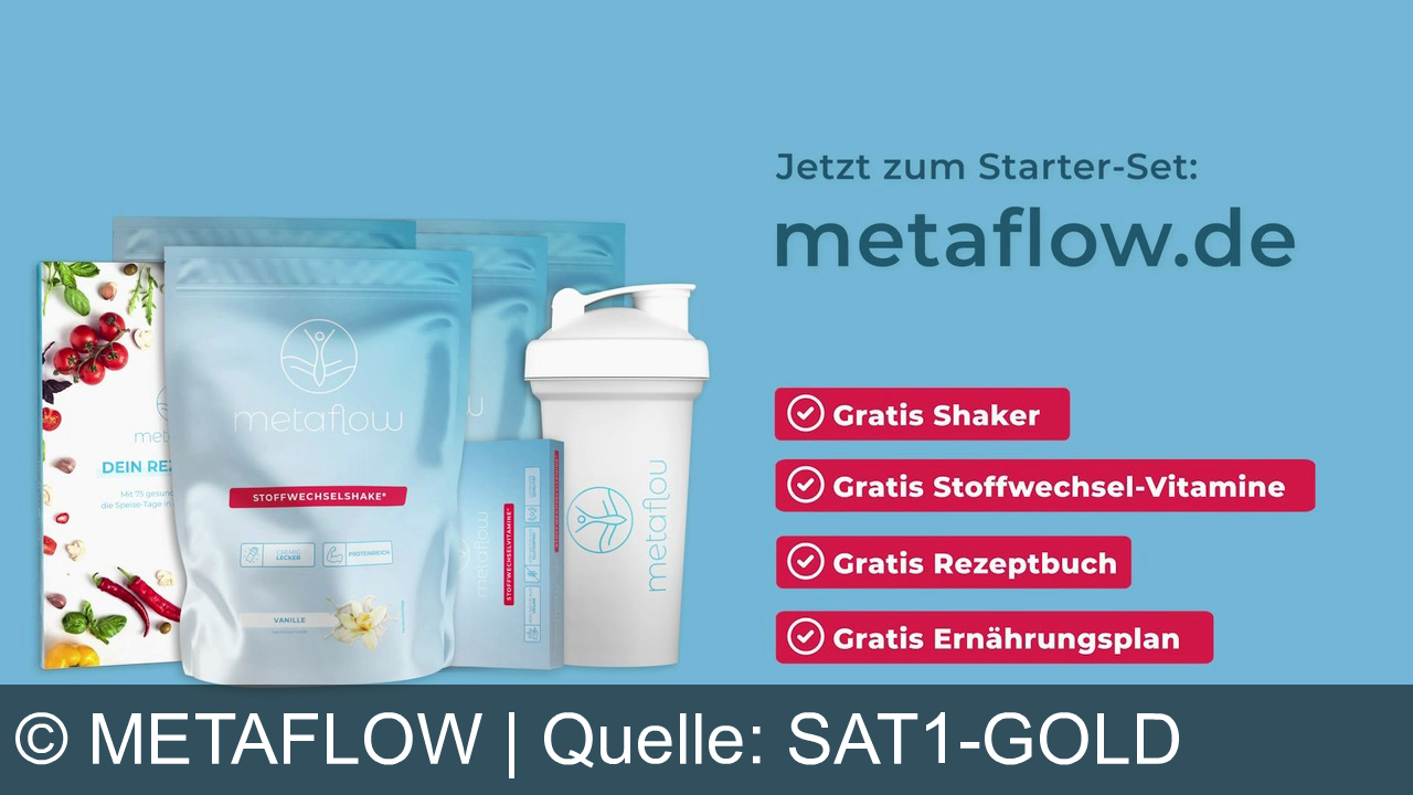 TV Werbung metaflow - Erlebe Metaflow: Dein Stoffwechsel-Shake mit 23g Eiweiß und weniger als 1g Zucker. Starte jetzt mit unserem Set inklusive Shaker, Vitaminen, Rezeptbuch und Ernährungsplan. Wohlfühlen leicht gemacht!