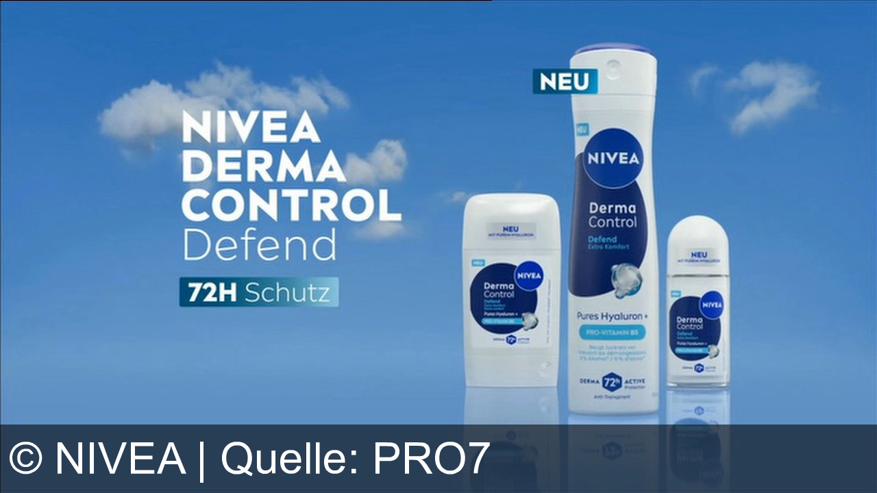TV Werbung nivea - NIVEA Derma Control – stärkt mit purem Hyaluron & Pro-Vitamin B5 die Hautbarriere, schützt bis zu 72h vor Schweiß und Irritationen. NIVEA ist für Haut. Jetzt neu entdecken!