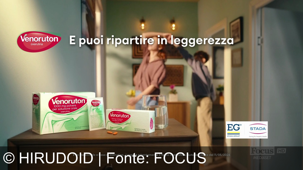 TV Werbung hirudoid - Gambe stanche? Hirudoid ti rimette in viaggio: sollievo rapido a gonfiore e dolore. Con Venoruton, la circolazione migliora dall'interno. Riparti in leggerezza!
