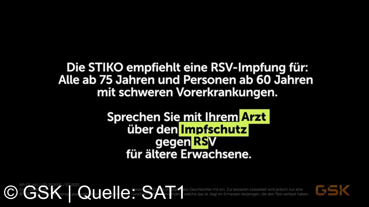 TV Werbung gsk - Genießen Sie Ihre goldenen Jahre sorglos – schützen Sie sich mit der RSV-Impfung von GSK und bleiben Sie aktiv, gesund und unabhängig. GSK – Für ein unbeschwertes Leben ab 60!