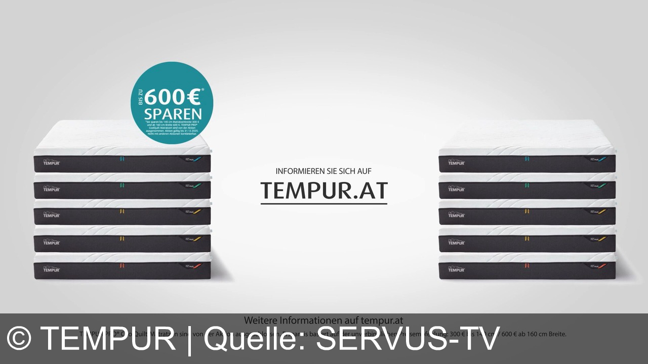 TV Werbung tempur - Entdecke mit TEMPUR Pro und NASA-Technologie die Zukunft des Schlafens – jetzt 600 € sparen beim Kauf der Pro Plus CoolQuilt-Matratze! Nur auf tempur.at.