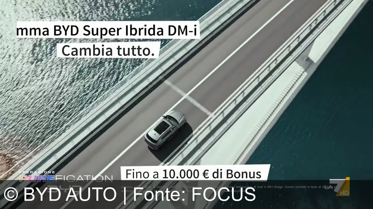 TV Werbung byd auto - Scopri la nuova gamma BYD Super Hybrid DM-i: fino a 10.000€ di bonus, 1.500 km di autonomia, consumi top e tecnologia rivoluzionaria. Cambia tutto con BYD!