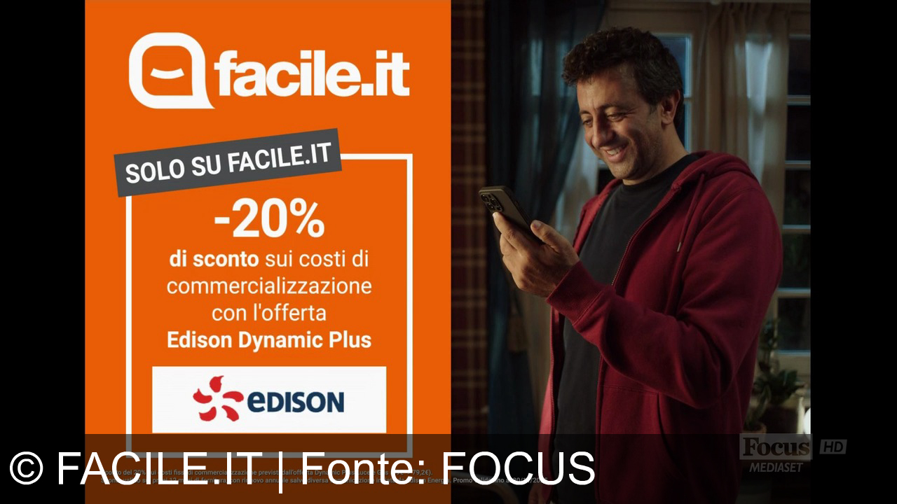 TV Werbung facile.it - Confronta, risparmia e rilassati con facile.it! Solo qui trovi l’offerta esclusiva Edison Dynamic Plus luce e gas: -20% sui costi fissi. facile.it, la scelta intelligente!