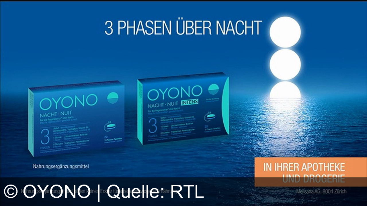 TV Werbung oyono - Oyono Nacht: die 3-Phasen-Innovation mit zeitversetzter Freisetzung über bis zu 8 Stunden und wertvollen pflanzlichen Inhaltsstoffen – in Apotheke und Drogerie.