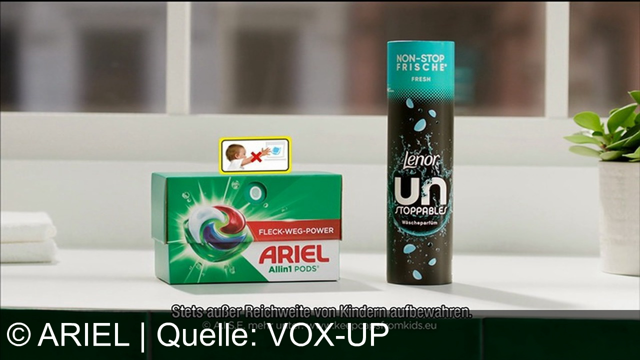 TV Werbung ariel - Ariel All-in-1 Pods und Lenor Unstoppables – das Dreamteam für langanhaltende Frische! Mit Kai Pflaume im Ariel Pods Cast, erleben Sie fleckenfreie, duftende Wäsche.