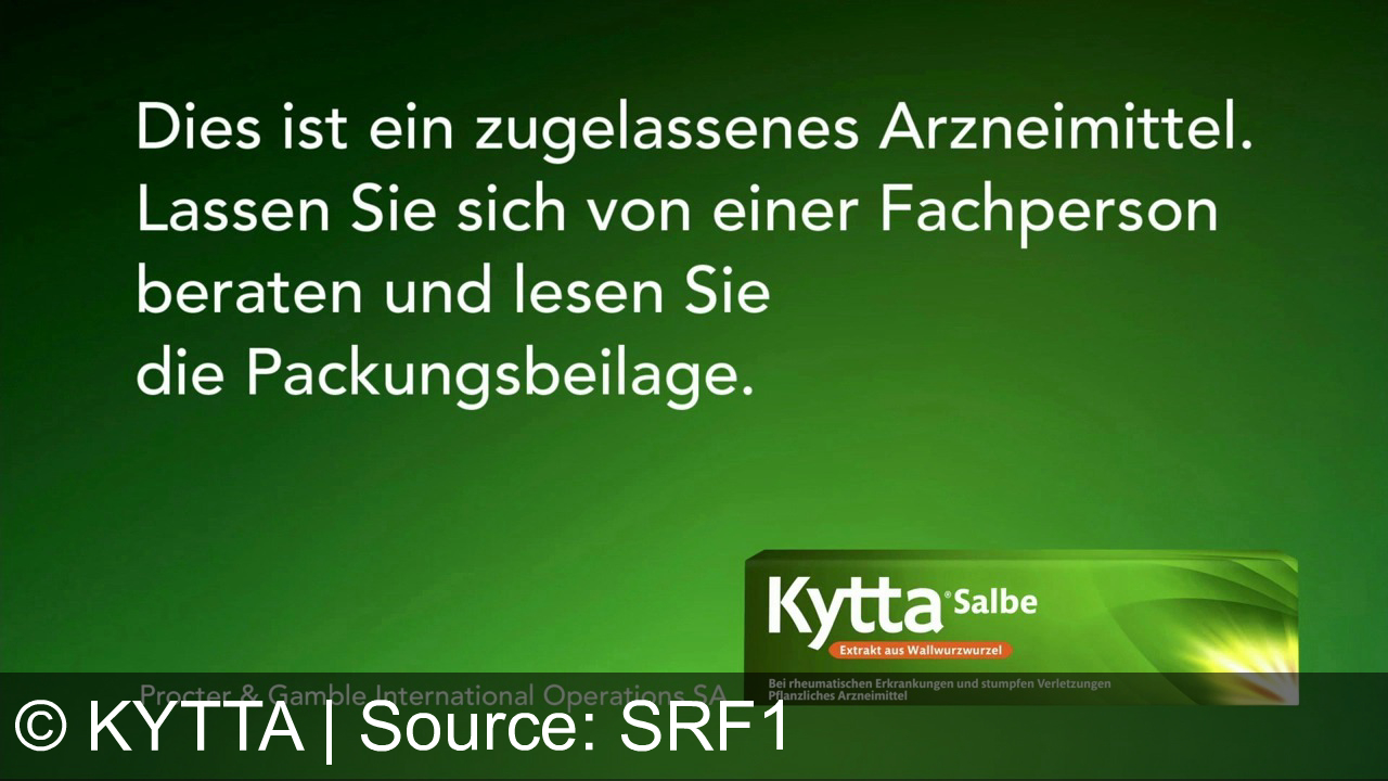 TV Werbung kytta - Jeder Körper ist von Natur aus anders. Und natürlich kann jeder Körper anders wehtun. Ob Rücken-, Knöchel- oder Knieschmerzen. Kytasalbe hilft. Mit der Kraft von Pflanzen gegen Muskel- und Gelenkschmerzen. Kytasalbe. Kraft aus Pflanzen. Dies ist ein zugelassenes Arzneimittel. Lassen Sie sich von einer Fachperson beraten und lesen Sie die Packungsbeilage.