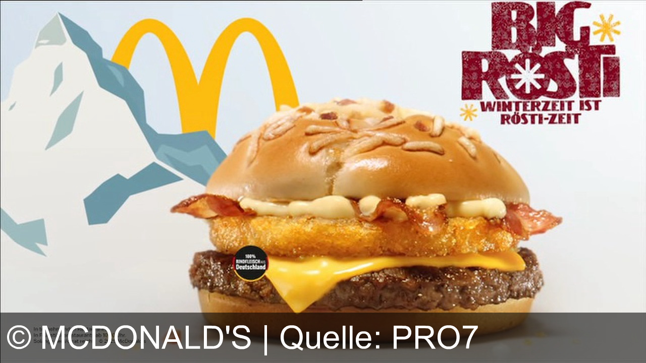 TV Werbung mcdonald's - Big Rösti – zurück bei McDonald's! Mit saftigem Rindfleisch aus Deutschland, knusprigem Rösti, Bacon und geschmolzenem Käse. Hol dir den Wintergenuss – nur für kurze Zeit!