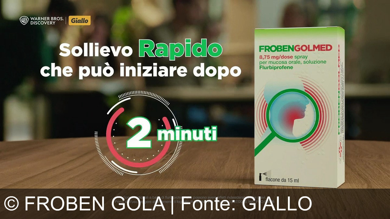 TV Werbung froben gola - Froben Gola e Golemed: sollievo rapido contro il mal di gola. Grazie a Flurbiprofene, agisce in 2 minuti e dura fino a 6 ore. Scegli Froben, anche il caffè torna un piacere!