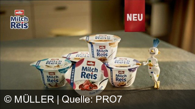 TV Werbung müller - Müller bewirbt seinen neuen Milchreis Maple Walnut für den kleinen Hunger. Der Spot betont die Vielfalt neuer Sorten und animiert zum Genießen: "Alles Müller? Oder was?