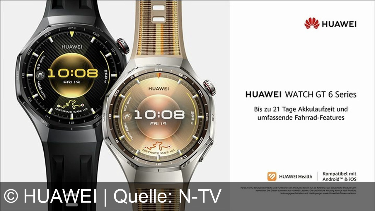 TV Werbung huawei - Huawei Watch GT 6 Series – Erlebe Power Meter, präzises GPS und Herzfrequenz in Echtzeit beim Laufen oder Radfahren. Bis zu 21 Tage Akku. Für Android & iOS. Huawei – Dein Lauf. Dein Puls. Dein Moment.