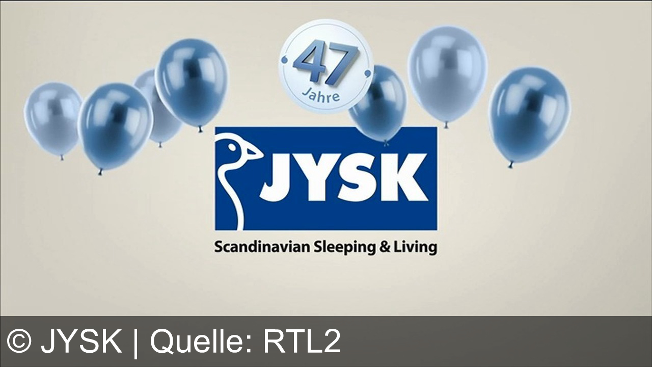 TV Werbung jysk - JYSK feiert 47 Jahre: Spare bis zu 60% auf alles, wie den Stapelstuhl GUDHJEM für nur 22,50€. Scandinavian Sleeping & Living.