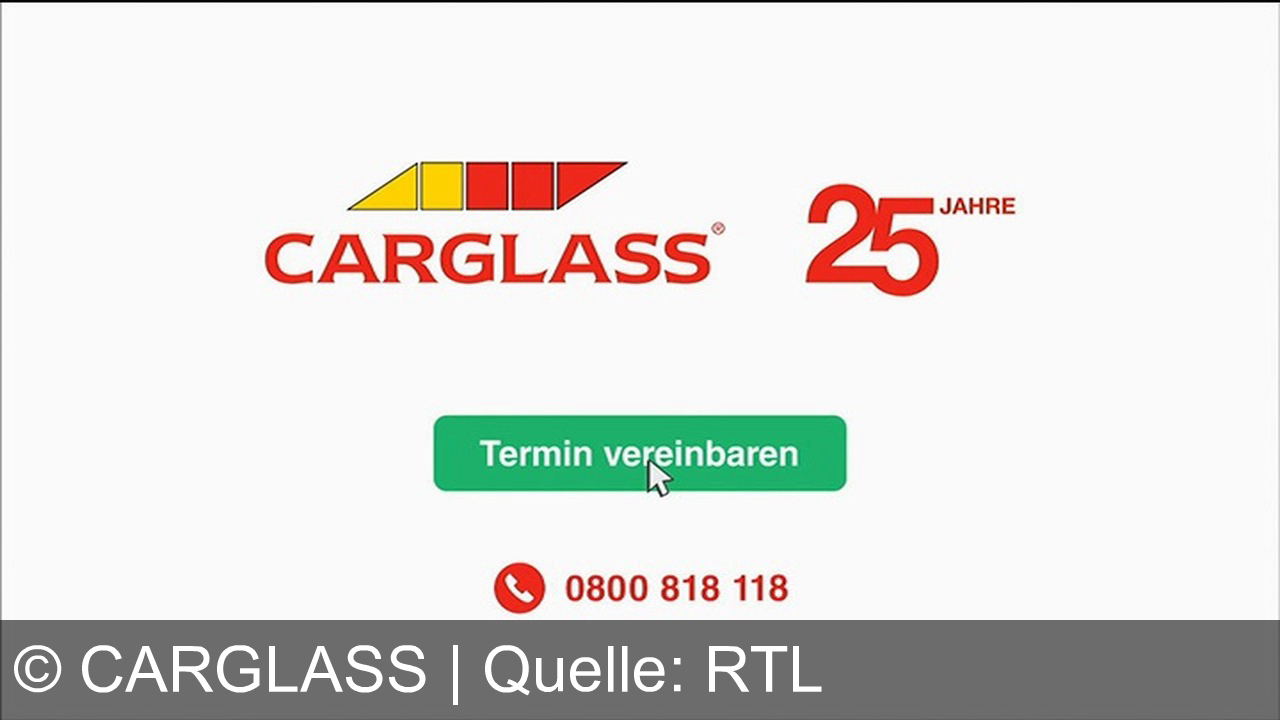 TV Werbung carglass - Carglass – jetzt auch samstags für Sie da! Praktisch, flexibel, mit gratis Vignette – seit 25 Jahren. Termin sichern: 0800 818 118.