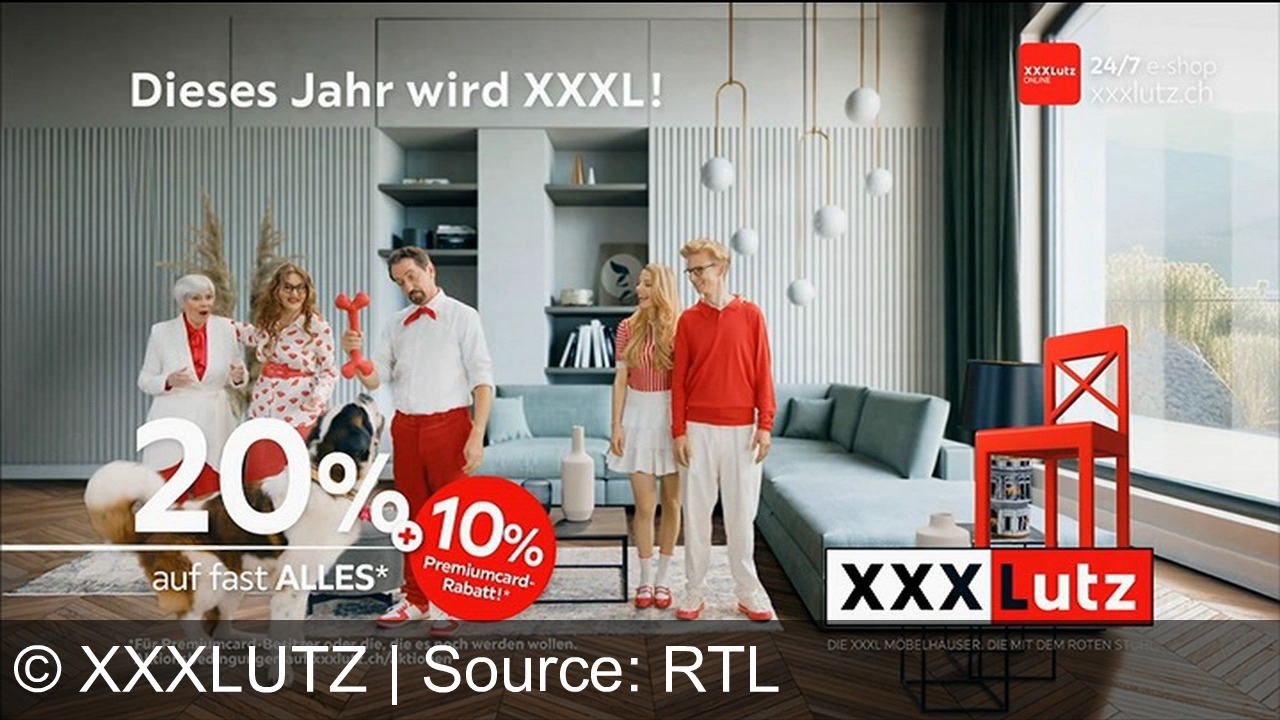 TV Werbung xxxlutz - Dieses Jahr wird XXXL! 20% auf fast ALLES plus 10% Premiumcard-Rabatt. Größte Auswahl, kleinste Preise – bei XXXLutz, den Möbelhäusern mit dem roten Stuhl.