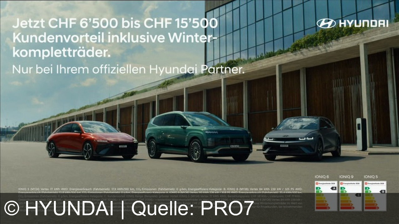 TV Werbung hyundai - Hyundai IONIQ 5, 6 und 9: Kompetenz serienmässig – mit Design, Performance und Technologie. Jetzt CHF 6’500–15’500 Kundenvorteil inklusive Winterkompletträdern!