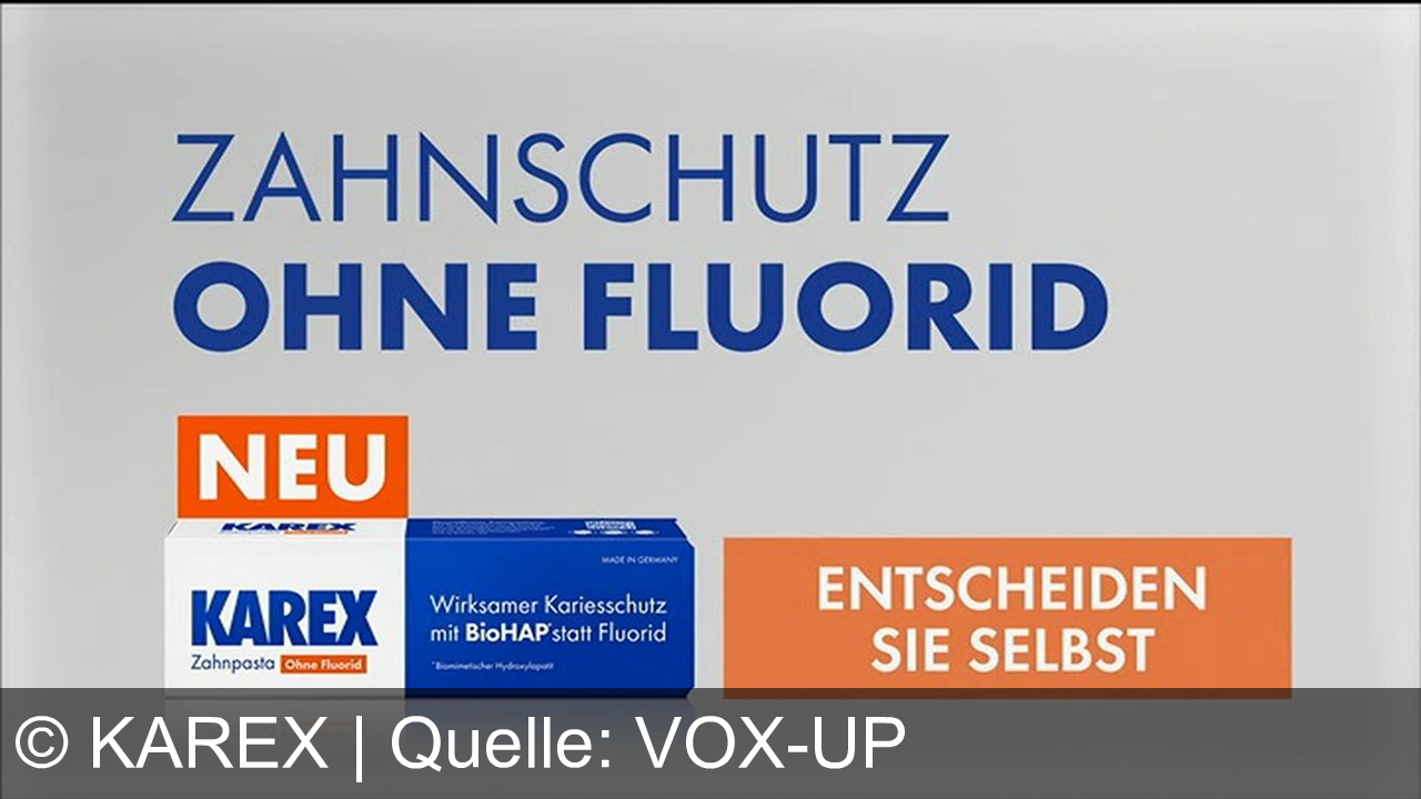 TV Werbung karex - Breaking News aus den USA: KAREX Zahncreme – jetzt ohne Fluorid, mit BioHAP statt Fluorid. Zahnschutz für Kinder und Erwachsene – entscheiden Sie selbst!