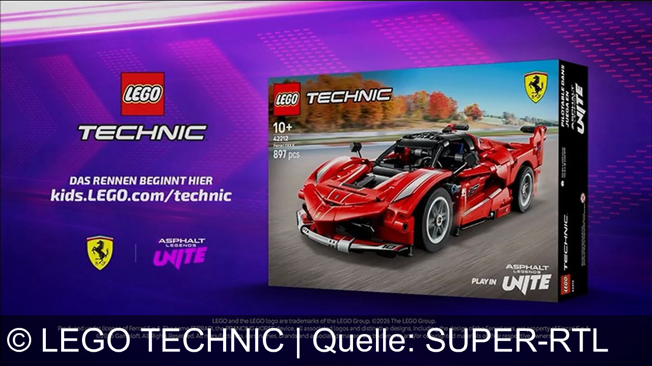 TV Werbung lego technic - Das Rennen beginnt hier: Erlebe den Ferrari Rennwagen von LEGO Technic und rase durch Asphalt Legends Unite! Bauen, staunen und Vollgas geben.