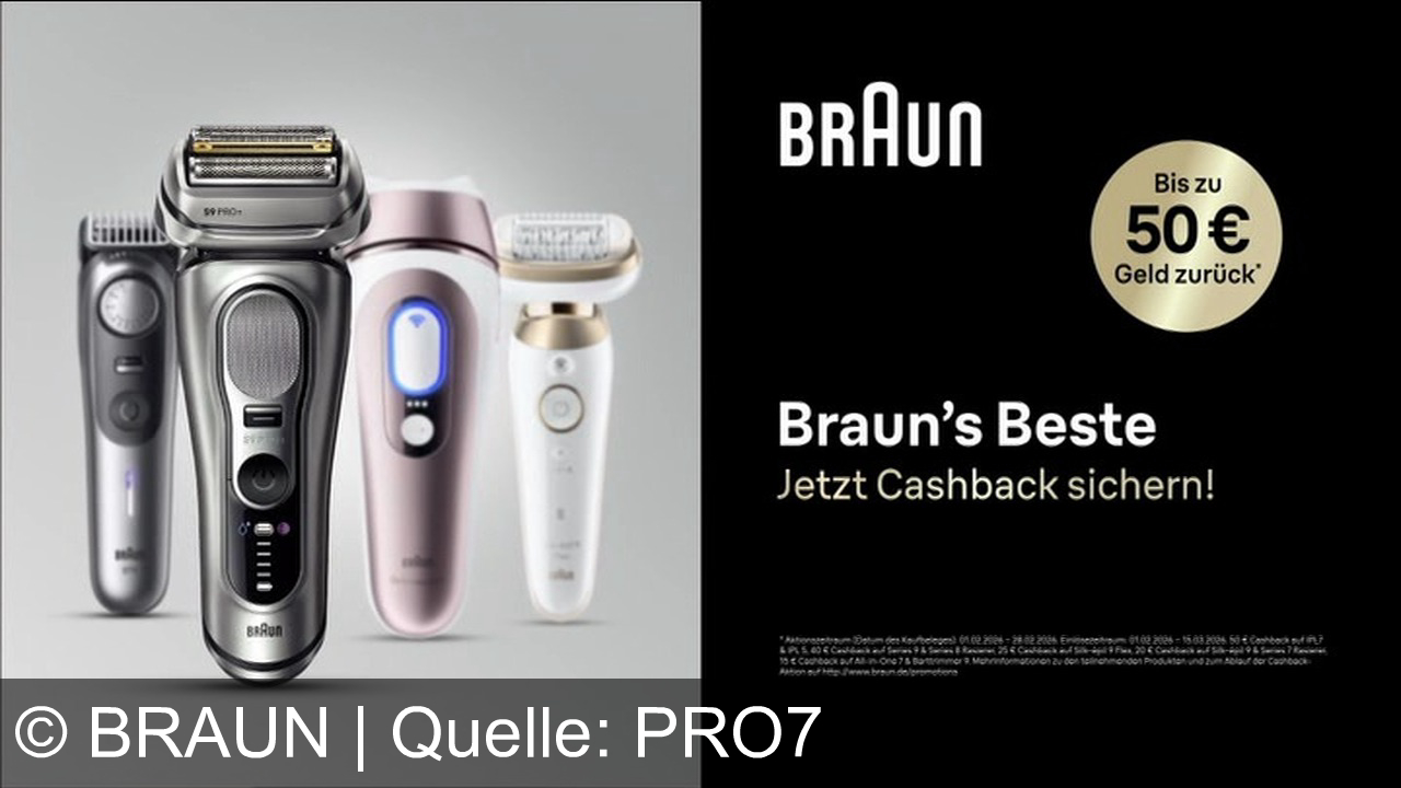 TV Werbung braun - Zu spät. Mit Braun ist dein Look trotzdem legendär. Braun Series 9 Pro Plus. Du machst einen Zug, Braun macht fünf. Eine glatte Rasur war noch nie so einfach. Für perfekte Ergebnisse in wenigen Minuten. Jetzt Braun Produkt kaufen und bis zu 50 Euro Cashback sichern.